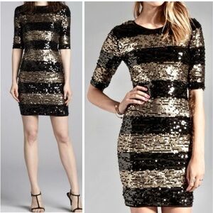 BCBGMAXAZRIA “MARTA" black and gold dress size Medium